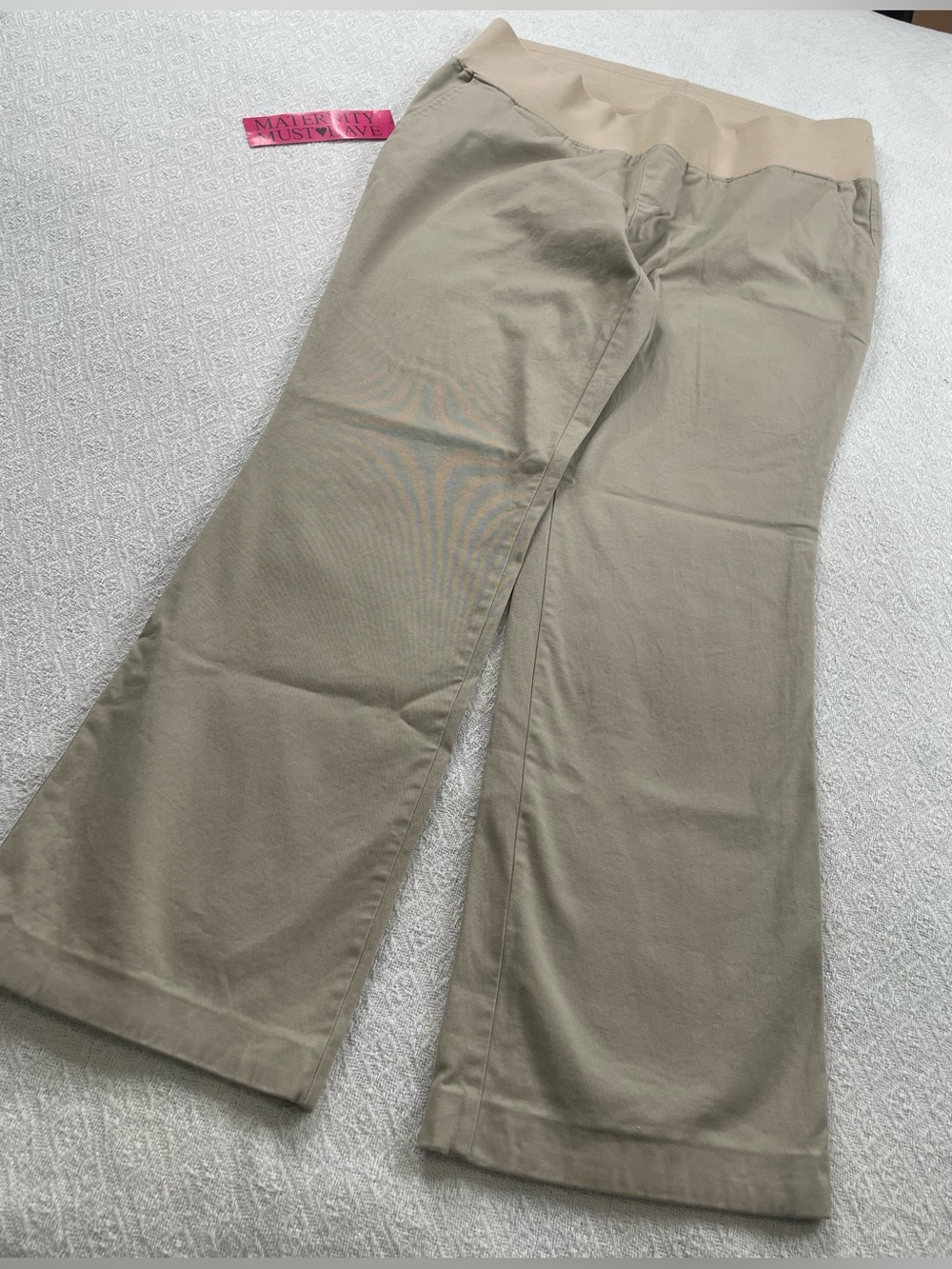 duo‎ Maternity Beige Stretch Waistband Chinos~ Size Large ~ Casual or Business